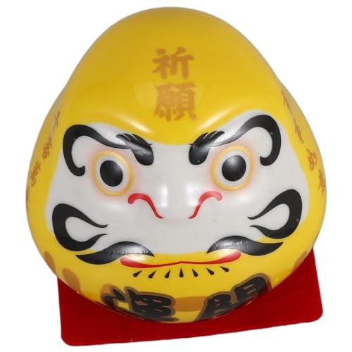 RORPOIR Daruma Puppe Aus Keramik Japanische Daruma Figur Für Zuhause Traditionelle Japanische Glückskatze Als Ornament Daruma Skulptur Für Büro Und Auto Armaturenbrett von RORPOIR