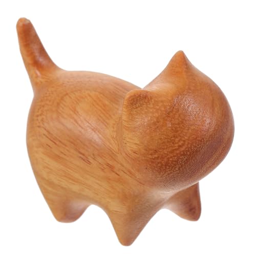 RORPOIR Glatte Holzkatze Figur Dekoration Miniatur Cartoon Holzkatze Figur Büro Desktop von RORPOIR