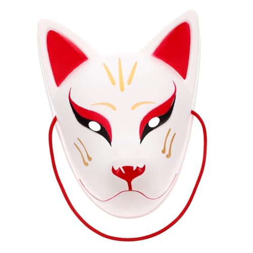 RORPOIR Japanische Kitsune Maske Für Halloween Gruseliger Fuchs Cosplay Maske Für Maskenball Weiße Katzen Gesichtsmaske Für Kinder Traditionelle Tiermaske von RORPOIR