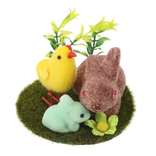 RORPOIR Osterdekorationen Kaninchen Hasenornament Moosfiguren Osterküken-Statue Engel Hase Formschnitt Plüschtiere Einhorn Haustier Mini-Hasen-Ornament Kuscheltiere Beflockung von RORPOIR