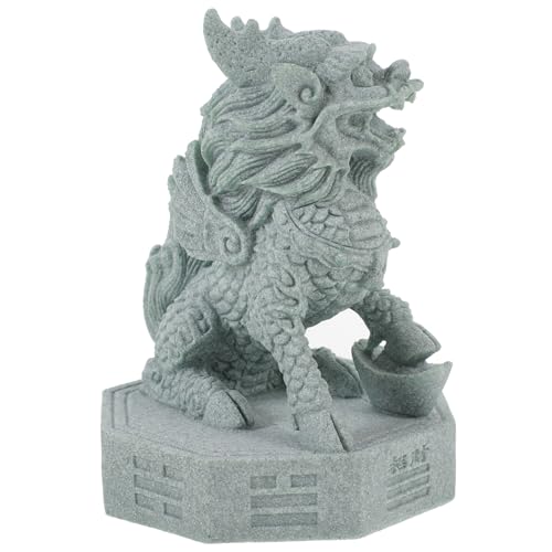 RORPOIR Qingsha-Stein-Einhorn Tiere Figuren Drachen schlafzimmerdeko für den Jahrestag wischtelgeschenk gartendekoration Gartenstatue Gartenverzierung Grüner Sandstein von RORPOIR