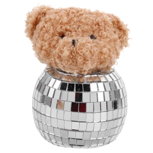 RORPOIR Reflektierender Disco-Spiegel, Bären-Dekoration, Glas-Disco-Stiff-bär-Ornament Für Zuhause Und Partys, Tischdekoration, Disco-Motto-Events, Bärenpuppe von RORPOIR