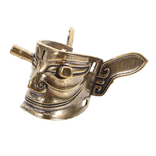 RORPOIR Sanxingdui Messingwaren Schmuck Charm Halskette Halloween Maske Choker Halsketten Für Frauen Halsketten Für Männer Kopf Anhänger Handgefertigter Anhänger Aus Messing Teufel von RORPOIR