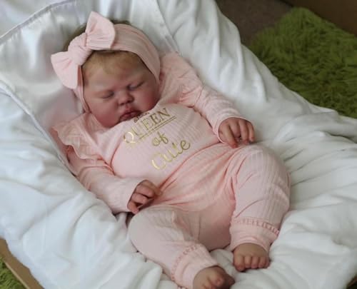 ROSHUAN 61 cm Reborn Realistische Babypuppen Kleinkind Mädchen Große Größe Real Life Babypuppen, die echt aussehende Kleinkind Reborn Baby Soft Weighted Babypuppen mit Kleidung für Kinder Geschenke von ROSHUAN