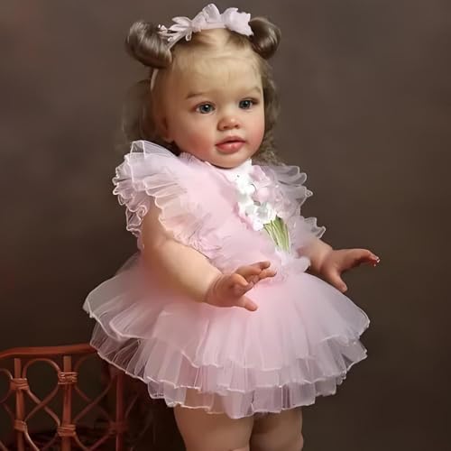 ROSHUAN 66 cm Reborn Kleinkind-Puppen, große Größe, echtes Leben, Reborn-Babypuppen, Prinzessinnen-Mädchen, weicher Stoffkörper, realistische Babypuppe, verwurzeltes Haar, lebensechte Kleinkindpuppe ROSHUAN 66 cm Reborn Kleinkind-Puppen, große Größe, echtes Leben, Reborn-Babypuppen, Prinzessinnen-Mädchen, weicher Stoffkörper, realistische Babypuppe, verwurzeltes Haar, lebensechte Kleinkindpuppe von ROSHUAN