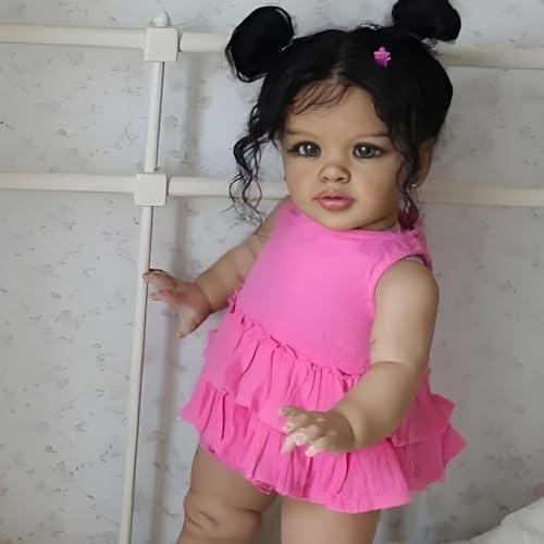 ROSHUAN 66.0 cm Realistische Reborn Babypuppen Schwarz Kleinkind Mädchen Große Größe Afroamerikanische Babypuppe Weiches Tuch Körper Lebensechte Babypuppe, die echt aussehen Kleinkind Puppen Spielzeug ROSHUAN 66.0 cm Realistische Reborn Babypuppen Schwarz Kleinkind Mädchen Große Größe Afroamerikanische Babypuppe Weiches Tuch Körper Lebensechte Babypuppe, die echt aussehen Kleinkind Puppen Spielzeug von ROSHUAN