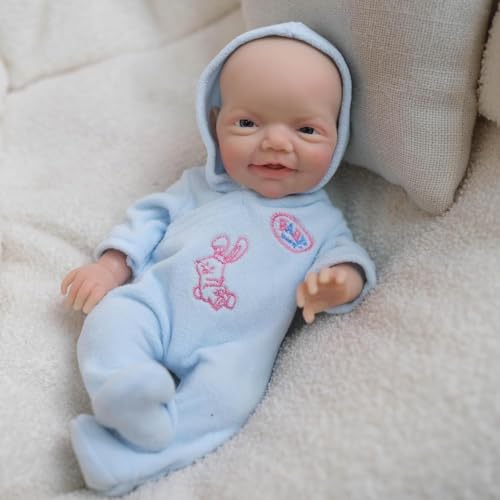 ROSHUAN 8 Zoll Mini Reborn Babypuppen Silikon Ganzkörper Lächelnder Junge Die Echt Lebensecht Neugeborene Babypuppe Handgemachte Realistische Silikon Preemie Babies Puppen Spielzeug für Kinder ROSHUAN 8 Zoll Mini Reborn Babypuppen Silikon Ganzkörper Lächelnder Junge Die Echt Lebensecht Neugeborene Babypuppe Handgemachte Realistische Silikon Preemie Babies Puppen Spielzeug für Kinder von ROSHUAN