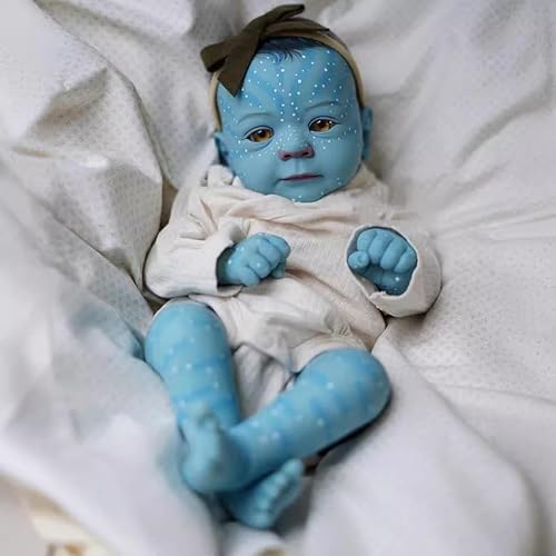 ROSHUAN Avatar Realistische Reborn Babypuppen Augen Offen 48,3 cm Lebensechte Babypuppen, die echt aussehen wie lebendig Avatar Babys Weicher Körper gewichtet echt aussehende Reborn Avatar Babypuppen von ROSHUAN