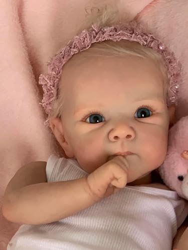 ROSHUAN Blonde Reborn-Baby-Puppen Mädchen 18 Zoll 48 cm Realistische Neugeborene Baby-Puppen Die Das Echte Leben Größe Babys Weich Gewichtet Real Aussehende Baby-Puppen Augen Offen Aussehen von ROSHUAN