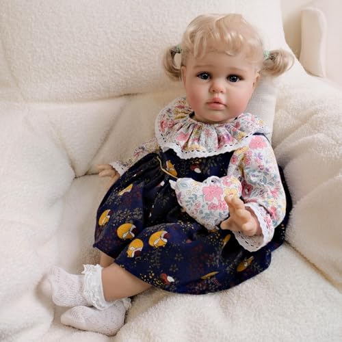ROSHUAN Große Größe Lebensnahe Reborn Kleinkindpuppen Mädchen 24 Zoll Realistische Reborn Babypuppen mit blondem Haar, Sieht aus wie echt Lebensechte Kleinkind Babypuppe für Kinder ROSHUAN Große Größe Lebensnahe Reborn Kleinkindpuppen Mädchen 24 Zoll Realistische Reborn Babypuppen mit blondem Haar, Sieht aus wie echt Lebensechte Kleinkind Babypuppe für Kinder von ROSHUAN