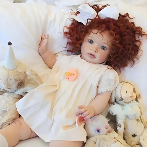 ROSHUAN Große Größe Reborn Kleinkind Puppen Mädchen - 66 cm realistische Reborn Babypuppen lebensechte Kleinkindpuppe weicher Stoffkörper rotbraunes Haar, das echt aussieht Babypuppe für Kinder ROSHUAN Große Größe Reborn Kleinkind Puppen Mädchen - 66 cm realistische Reborn Babypuppen lebensechte Kleinkindpuppe weicher Stoffkörper rotbraunes Haar, das echt aussieht Babypuppe für Kinder von ROSHUAN