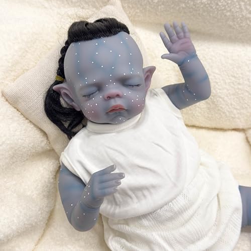 ROSHUAN Lebensechte Reborn Babypuppen Avatar 40,6 cm weiches Silikon, realistische Babypuppen für Neugeborene, die echt lebendig aussehen, gewichtete Avatar-Babys, handgefertigt, lebensecht aussehende von ROSHUAN