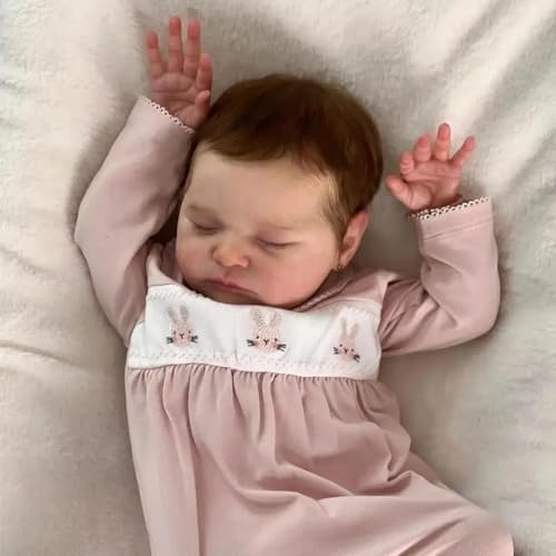 ROSHUAN Real Life Asleep Reborn Babypuppen, Silikon, Ganzkörper-Vinyl-Mädchen, 50,8 cm, die echt aussehen, lebensechte Neugeborene, Babypuppe, Augen, realistische Baby-Puppen, Spielzeug für Kinder ROSHUAN Real Life Asleep Reborn Babypuppen, Silikon, Ganzkörper-Vinyl-Mädchen, 50,8 cm, die echt aussehen, lebensechte Neugeborene, Babypuppe, Augen, realistische Baby-Puppen, Spielzeug für Kinder von ROSHUAN