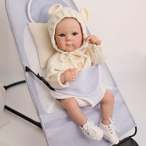 ROSHUAN Realistische Baby Puppen 18 Zoll 48 cm Echte Lebensechte Babys Mädchen Reborn Baby Puppen Silikon Ganzkörper Anatomisch Korrektes Baby Mädchen Wasserdicht Neugeborenes Baby Puppen Spielzeug von ROSHUAN