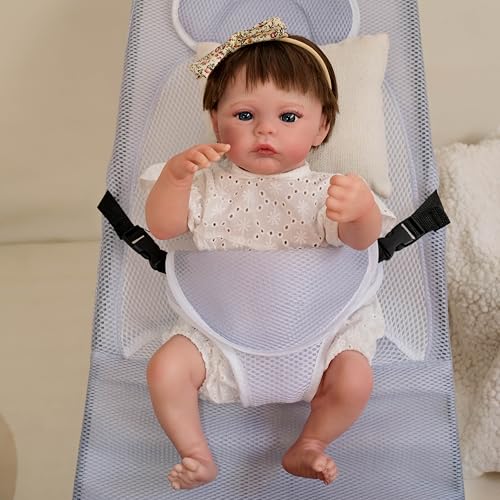 ROSHUAN Realistische Baby-Puppen Wurzelhaar 19 Zoll 48 cm Reborn Silikon-Baby-Puppen Ganzkörper Weich Beschwert Neugeborenes Baby Realistische Neugeborenen-Puppen Mit Fütterung Zubehör Für Kinder 3+ von ROSHUAN