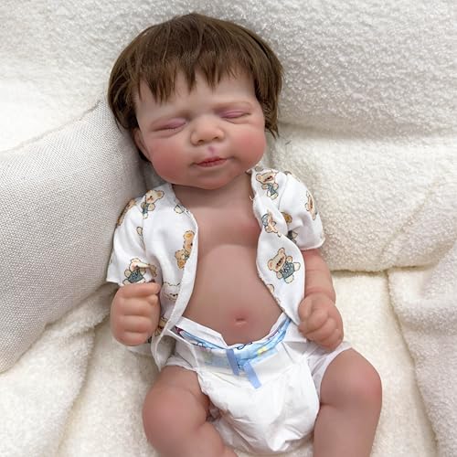 ROSHUAN Realistische Babypuppen 18 Zoll 48 cm Lebensechte Wiedergeborene Babypuppen Vinyl Vollkörper Weich Gewichtet Anatomisch Korrektes Baby Junge Echtes Leben Wiedergeborene Neugeborene Puppen von ROSHUAN