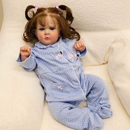 ROSHUAN Realistische Babypuppen niedliche Mädchen 48 cm große blaue Augen offen lebensechte Neugeborene Babypuppen, die echte aussehen squishy Babys weichen Körper gewichtet wirkliches Leben von ROSHUAN