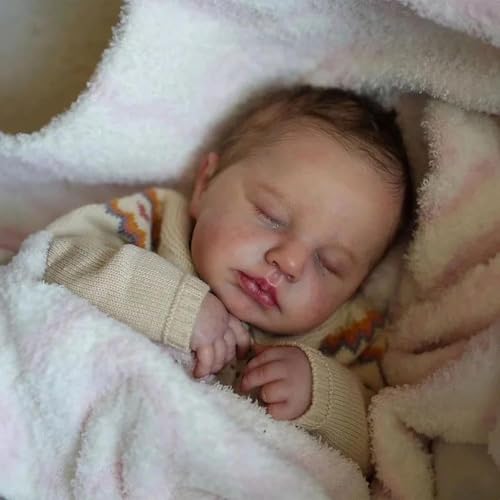 ROSHUAN Realistische Reborn-Babypuppen, Silikon, Ganzkörper-Vinyl, 50,8 cm, lebensechte Neugeborenenen-Puppe, schlafendes Mädchen, Loulou, das echt aussieht, Baby-Puppenspielzeug für Kinder ab 3 ROSHUAN Realistische Reborn-Babypuppen, Silikon, Ganzkörper-Vinyl, 50,8 cm, lebensechte Neugeborenenen-Puppe, schlafendes Mädchen, Loulou, das echt aussieht, Baby-Puppenspielzeug für Kinder ab 3 von ROSHUAN