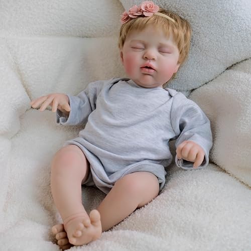 ROSHUAN Realistische Reborn Babypuppen 19 Zoll Realistische Neugeborenen-Babypuppen Blonde Weicher Stoffkörper, der Echt Aussieht Lebensechte Schlafende Babys Puppen für Kinder ROSHUAN Realistische Reborn Babypuppen 19 Zoll Realistische Neugeborenen-Babypuppen Blonde Weicher Stoffkörper, der Echt Aussieht Lebensechte Schlafende Babys Puppen für Kinder von ROSHUAN