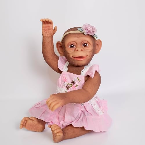 ROSHUAN Realistische Reborn Babypuppen Affe Puppen 55,9 cm Ganzkörper Weiches Silikon Vinyl Lebensechte Affe Puppen Beschwerte Real Life Looking Reborn Babypuppen Spielzeug Affe Puppen von ROSHUAN