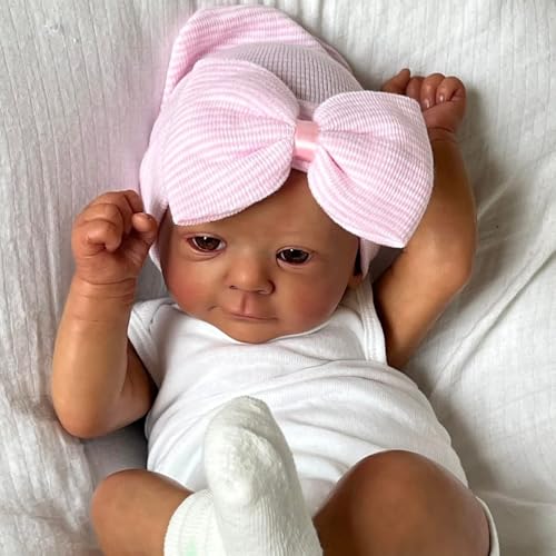 ROSHUAN Realistische Reborn Babypuppen Black Girl – 48,3 cm, afrikanische amerikanische Babypuppen, lebensechte Babypuppe mit weichem Stoffkörper für Kinder ab 3 Jahren ROSHUAN Realistische Reborn Babypuppen Black Girl – 48,3 cm, afrikanische amerikanische Babypuppen, lebensechte Babypuppe mit weichem Stoffkörper für Kinder ab 3 Jahren von ROSHUAN