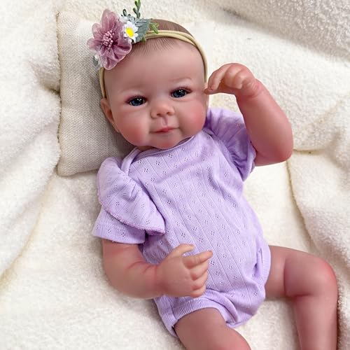 ROSHUAN Realistische Reborn Babypuppen Silikon Ganzkörper Mädchen 50,8 cm Real Life Neugeborene Babypuppen, die echt lebendig aussehen gewichtet Bebe anatomisch korrekt Baby Mädchen Puppen Geschenke von ROSHUAN