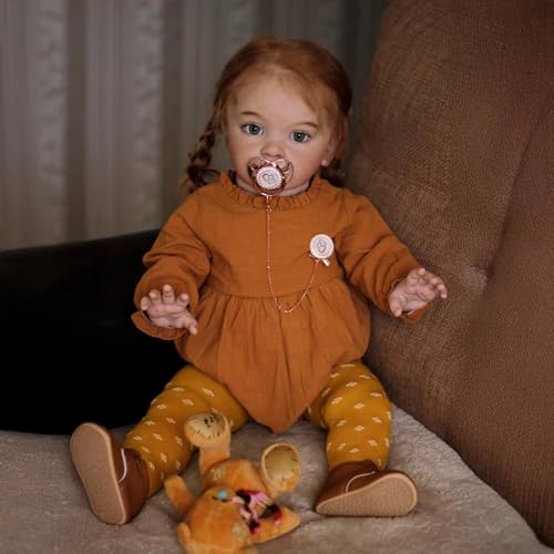 ROSHUAN Realistische Reborn-Kleinkind-Puppe, Mädchen, 66 cm, Pippa Reborn Babypuppe, beschwerter weicher Stoffkörper, echtes Leben, Babypuppe, braunes Haar, lebensechte Kleinkind-Puppen ROSHUAN Realistische Reborn-Kleinkind-Puppe, Mädchen, 66 cm, Pippa Reborn Babypuppe, beschwerter weicher Stoffkörper, echtes Leben, Babypuppe, braunes Haar, lebensechte Kleinkind-Puppen von ROSHUAN