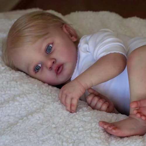 ROSHUAN Realistische Reborn Roddler Puppen, 61 cm, lebensechte Kleinkind-Babypuppe, weicher Stoff, beschwerter Körper, der echte Babypuppen mit blonden blauen Augen aussieht, für Kinder ab 3 Jahren ROSHUAN Realistische Reborn Roddler Puppen, 61 cm, lebensechte Kleinkind-Babypuppe, weicher Stoff, beschwerter Körper, der echte Babypuppen mit blonden blauen Augen aussieht, für Kinder ab 3 Jahren von ROSHUAN