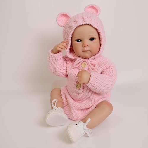 ROSHUAN Reborn Anatomisch Korrekte Babypuppe Mädchen Bettie 45,7 cm Lebensechte Realistische Babypuppen Silikon Ganzkörper Squishy Real Life Looking Neugeborene Babypuppen Wasserdicht Spielzeug Puppen von ROSHUAN