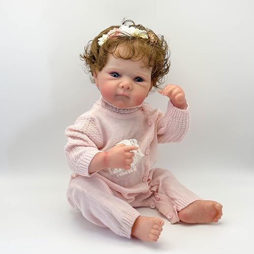 ROSHUAN Reborn Baby Dolls Girl Vinyl Full Body 18 Inch 48 cm Anatomisch Korrekte Realistische Neugeborene Baby Dolls Die Wie Im Richtigen Leben Aussehen Süße Baby Girl Reborn Dolls Geschenke von ROSHUAN