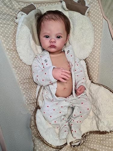 ROSHUAN Reborn Baby Dolls Meadow 45,7 cm Ganzkörper-Vinyl Realistische Neugeborene Baby Mädchen Puppen Weich gewichtet Lebensecht Anatomisch Korrekt Real Life Looking Girl Baby Dolls mit Haar von ROSHUAN