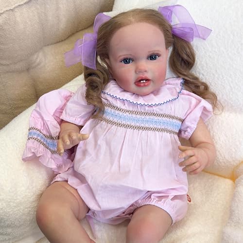 ROSHUAN Reborn Baby Dolls Toddler Black Girl 61.0 cm Realistic Toddler Reborn Girl Dolls Big Size Black Lifelike Baby Dolls That Look Real Life Reborn Toddler Dolls with Cloth Body Toy von ROSHUAN