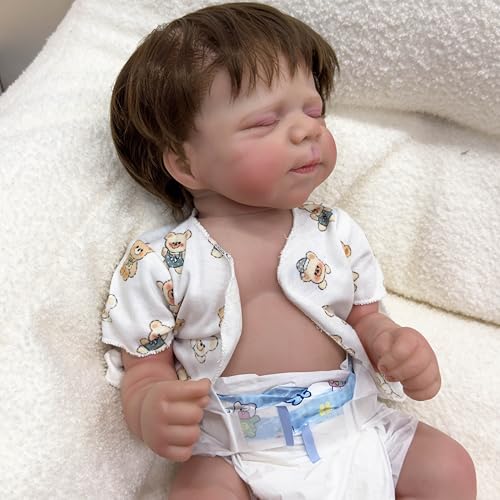 ROSHUAN Reborn Baby Dolls Vinyl Full Body Girl 48 cm Weicher Körper Realistische Neugeborene Babypuppen Gewichtete Neugeborene Babypuppen Die Wie Das Echte Leben Aussehen Babies Reborn-Puppen von ROSHUAN