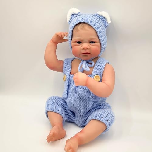 ROSHUAN Reborn Baby Girl 17 Zoll 45 cm Realistische Neugeborene Frühchen Babies Ganzkörper Silikon Vinyl Baby Puppen Augen Offen Echt Aussehende Soft Body Puppen Mit Fütterung Spielzeug von ROSHUAN