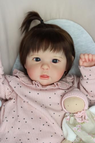 ROSHUAN Reborn Baby Mädchen Wurzelhaar 50,8 cm Neugeborene Babypuppe, die echt aussieht Größe Fake Baby mit beschwertem weichen Stoffkörper, realistische Reborn-Puppen, Spielzeuggeschenke von ROSHUAN