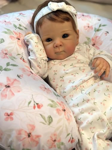 ROSHUAN Reborn Baby Puppe Silikon Ganzkörper Bettie 18 Zoll 48 cm Realistische Silikon Neugeborenes Baby Puppen, die wie das echte Leben Aussehen Augen offenes Baby Mädchen waschbar Spielzeug Puppen von ROSHUAN