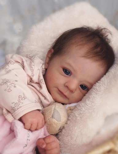 ROSHUAN Reborn Baby Puppen Augen Offen 19 Zoll 48 cm Realistisch Reborn Baby Puppen Gewichtet Weichen Stoff Körper Neugeborene Babys Echtes Leben Wie Baby Puppen Mit Fütterung Spielzeug Für Kinder von ROSHUAN