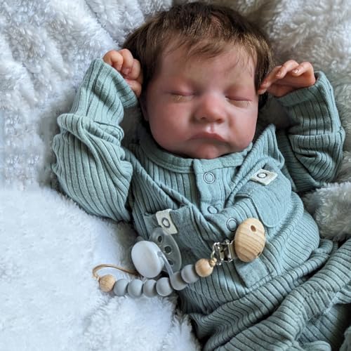 ROSHUAN Reborn Baby Puppen Junge 19 Zoll 48 cm Realistische Baby Puppen Silikon Ganzkörper Vinyl Neugeborene Soft Body Weighted Babies Wasserdicht Echt Aussehende Silikon Baby Puppen von ROSHUAN