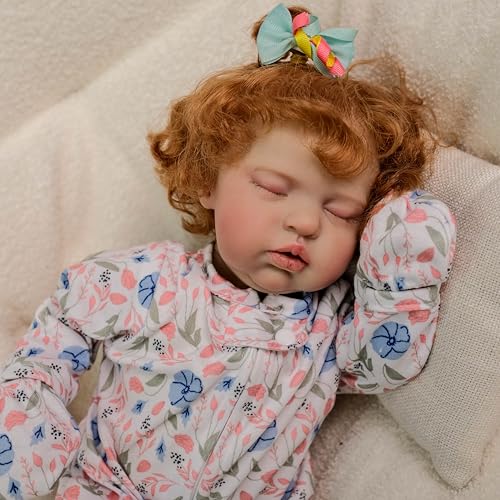 ROSHUAN Reborn-Baby-Puppen Mit Haar 19 Zoll 48 cm Realistische Silikon-Baby-Puppen Real Life Like Sleeping Bebe Cloth Body Weighted Real Looking Newborn Dolls Reborn Dolls Toy von ROSHUAN