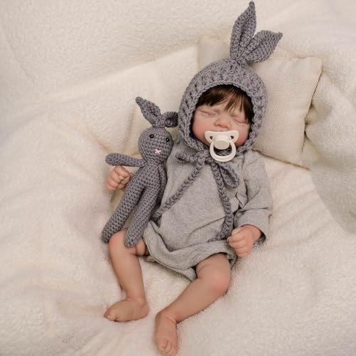 ROSHUAN Reborn Baby Puppen Realistisch 18 Zoll 48 cm Silikon-Baby-Puppen Die Wie Das Echte Leben Aussehen Frühchen Puppe Weich Gewichtet Realistisch Neugeborenes Baby Mädchen Puppen Spielzeug von ROSHUAN