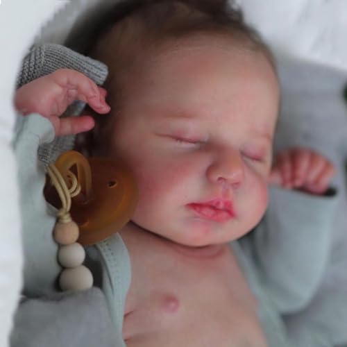 ROSHUAN Reborn-Baby-Puppen Realistisch 20 Zoll 50 cm Neugeborenes Baby Puppen Die Echtes Leben Vollkörper-Silikon Gewichtet Baby Realistische Reborn Mädchen Puppen Spielzeug Geschenke Aussehen von ROSHUAN