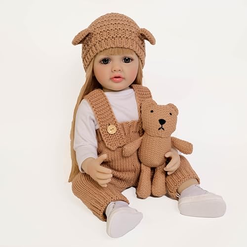 ROSHUAN Reborn Baby Puppen Silikon Ganzkörper Kleinkind Mädchen 22 Zoll 55 cm Real Life Like Baby Puppen, Die Realistisch Aussehen Kleinkind Babys Neugeborene Reborn Tododler Puppen Spielzeug von ROSHUAN