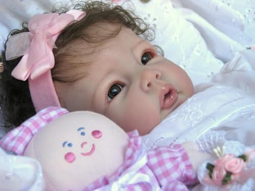 ROSHUAN Reborn Baby Puppen Süßes Mädchen 20 Zoll 50 cm Weicher Körper Realistische Neugeborene Babypuppen Echtes Leben Baby Puppen Stoff Körper Puppen Mit Fütterung Spielzeug Für Kinder Geschenke von ROSHUAN