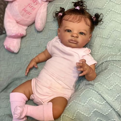 ROSHUAN Reborn Babypuppe Schwarze Mädchen 20 Zoll Afroamerikanisch Realistische Babypuppen Weicher Stoffkörper Realistische Reborn-Puppe Lebensechte Neugeborenen Puppen für Kinder ROSHUAN Reborn Babypuppe Schwarze Mädchen 20 Zoll Afroamerikanisch Realistische Babypuppen Weicher Stoffkörper Realistische Reborn-Puppe Lebensechte Neugeborenen Puppen für Kinder von ROSHUAN