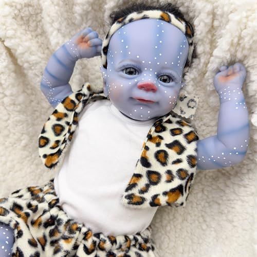 ROSHUAN Reborn Babypuppen Avatar 45,7 cm lebensechte Reborn Babypuppen Augen Offene Neugeborene Real Life Size Babypuppen, die echt aussehen gewichtete Babys Reborn Puppen mit Stoffkörper von ROSHUAN