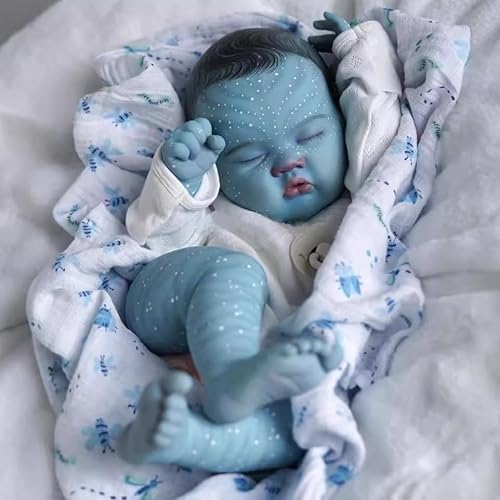 ROSHUAN Reborn Babypuppen Avatar 48,3 cm Realistische Neugeborene Avatar Puppen Weiches Silikon Beschwerte Real Life Babypuppen, die echt aussehende Avatar Babys Stoffkörper Reborn Baby Avatar Puppen von ROSHUAN