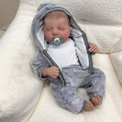 ROSHUAN Reborn Babypuppen Junge 48,3 cm Realistische Babypuppen Ganzkörper Silikon Vinyl Anatomisch Korrekt Baby Junge Weich Gewichtete Lebensechte Echt aussehende Babypuppen mit Puppenkleidung von ROSHUAN