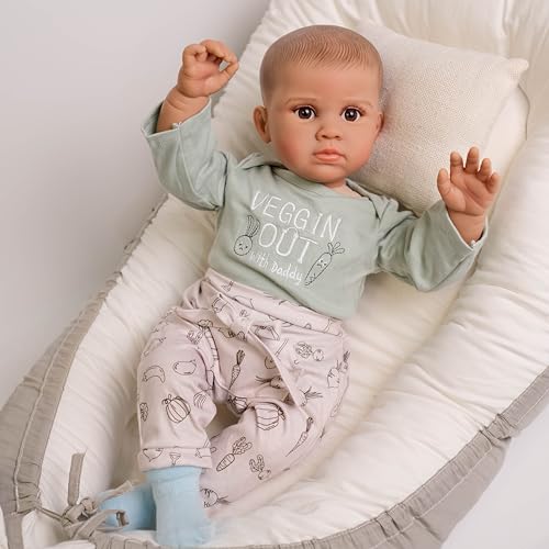 ROSHUAN Reborn Babypuppen Realistische Kleinkind 61.0 cm Weicher Körper Realistische Babypuppen Augen Offene Lebensechte Babypuppen Die Echt Leben Aussehen Baby Kleinkind Puppen Mit Puppenkleidung Set von ROSHUAN