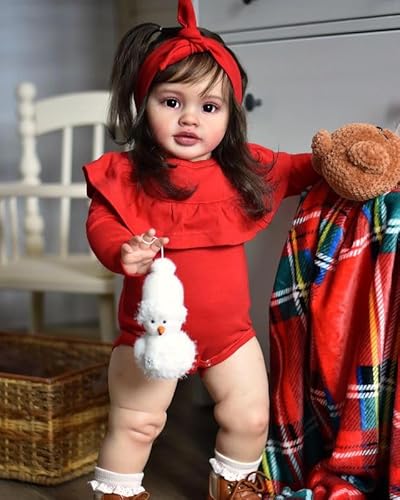 ROSHUAN Reborn Kleinkind Puppen Mädchen 66.0 cm Realistische Reborn Baby Dolls Kleinkind Reborn Girl Big Size Soft Body Weighted Lebensechte Babypuppen, die echt aussehen Kleinkind Mädchen Puppen mit von ROSHUAN