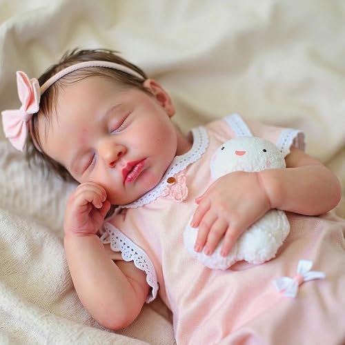 ROSHUAN Schlafende Reborn-Babypuppen, Silikon, Ganzkörper-Vinyl, 50,8 cm, echte Babypuppen, Mädchen, die echt aussehen, lebensechte Neugeborene, realistische Ader, Weihnachtsgeschenke für Kinder ROSHUAN Schlafende Reborn-Babypuppen, Silikon, Ganzkörper-Vinyl, 50,8 cm, echte Babypuppen, Mädchen, die echt aussehen, lebensechte Neugeborene, realistische Ader, Weihnachtsgeschenke für Kinder von ROSHUAN
